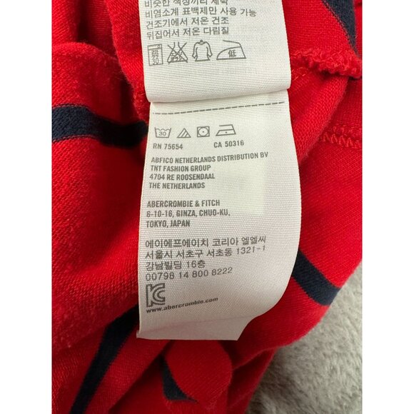ABERCROMBIE FITCH AF MUSCLE RAISED LOGO STRIPPED RED SWEATER MEDIUM MENS SWEATER - Picture 7 of 8